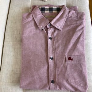 Beautiful Redish Burberry Brit Men’s Long Sleeve Button Down Shirt!